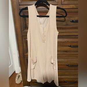 Sleeveless Beige Ribbed Jumpsuit